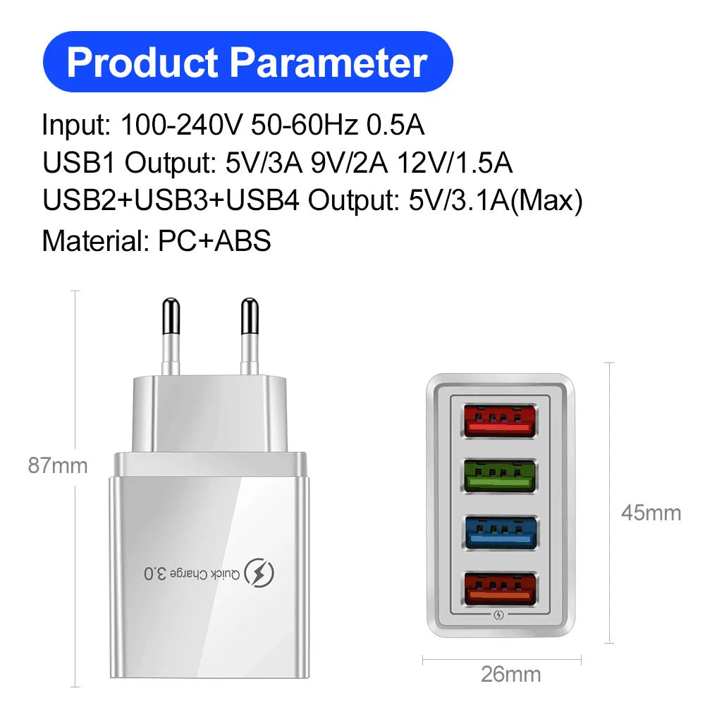 Chargeur USB 4ports 3A